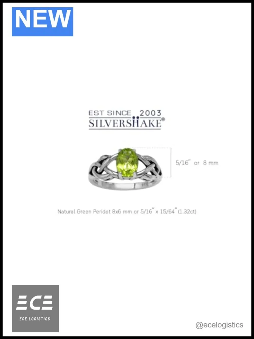 Silvershake 1.32ct Natural Oval Peridot 925 Sterling Silver Celtic Knot